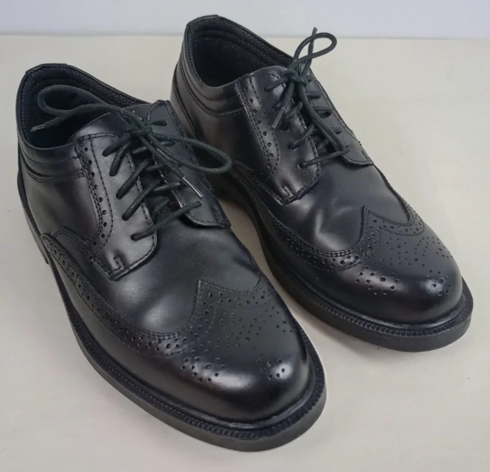Deer Stags Mens 9.5M Black Tribune Supro Sock Wingtip Oxford Dress Shoes